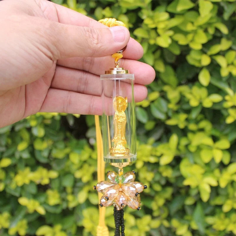 Three sided Buddha statue Guanyin Bodhisattva car pendant Buddhism 07FC0E-D4 - KOEEK