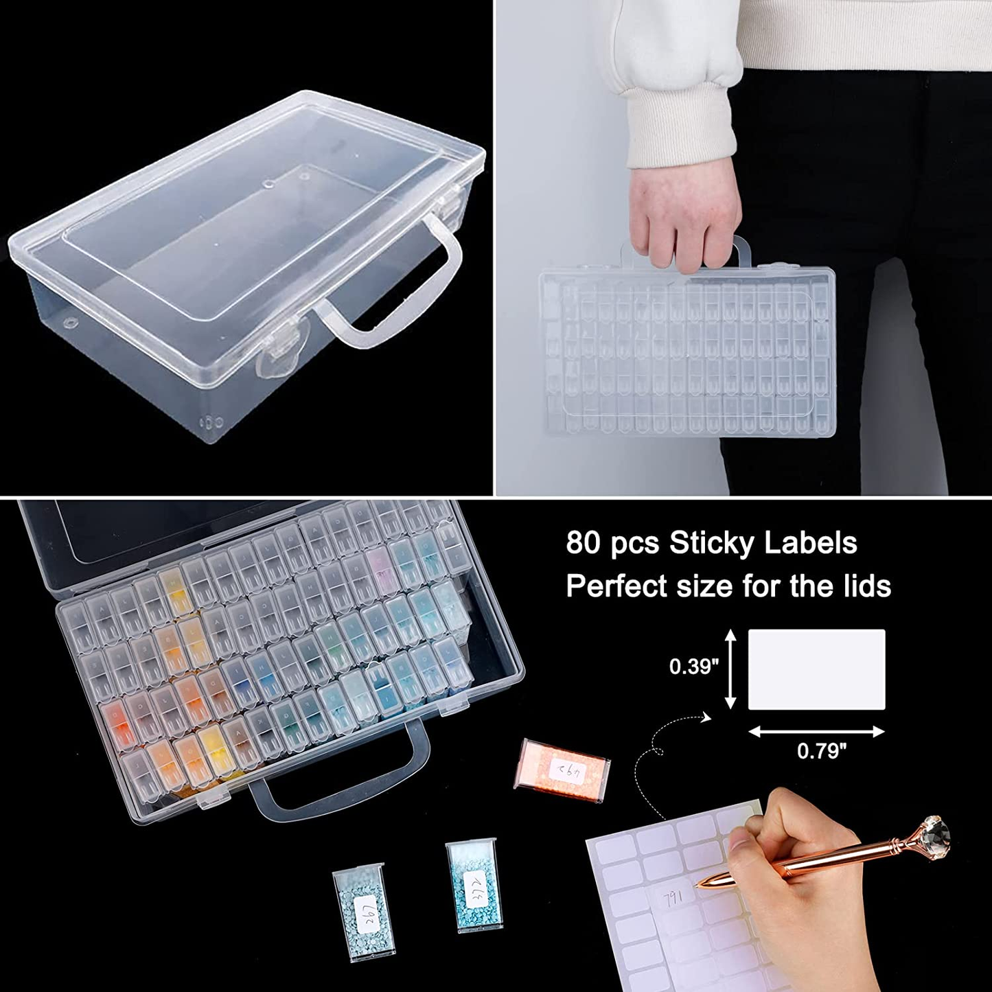 ny 1 Pakke 64 Grids Diamond Maling Tool Box Container Craft Lagring med Justerbar