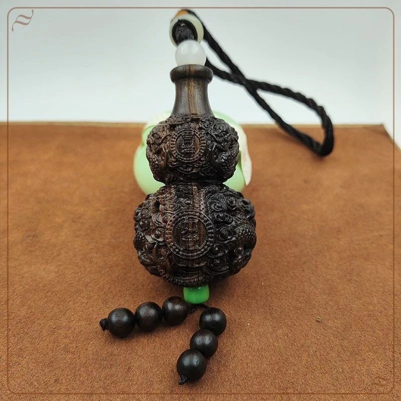 Vietnam Agarwood Gourd Car Hanging Ornament Hand Carved Wood Pendant Gift 07FC0E-D4 - KOEEK