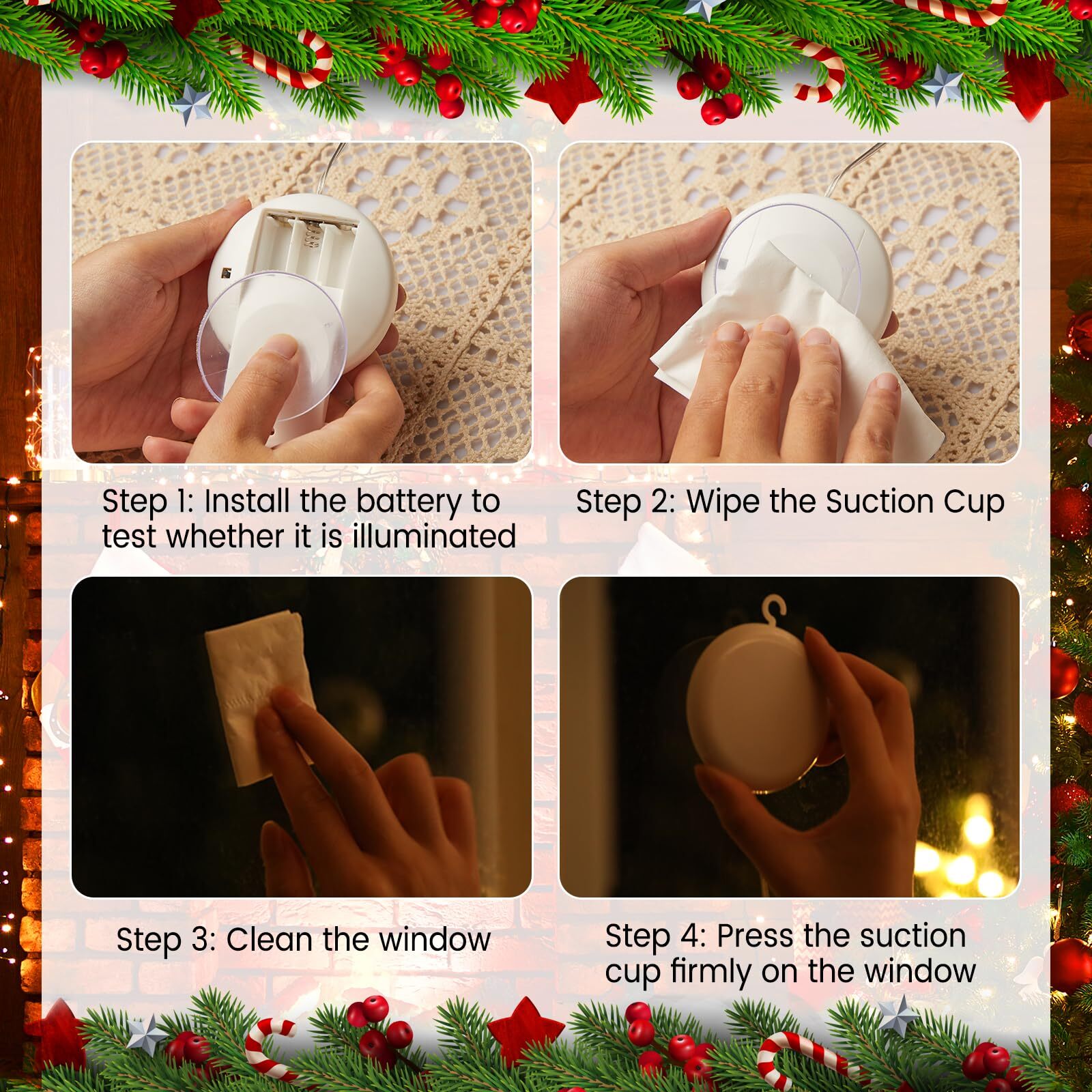 Brightown 3 PCS Lighted Christmas Window Decorations Light up Bell X-Mas Tree... BRIGHTOWN - KOEEK