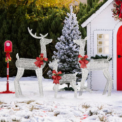 Christmas Lighted Reindeer Family Outdoor Yard Decoration Lighted Deer Set 07FC0E-D4 - KOEEK