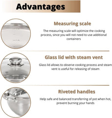 6 Piece Stainless Steel Induction Cookware Set -Dishwasher Safe with Lid, Silver 07FC0E-D4 - KOEEK