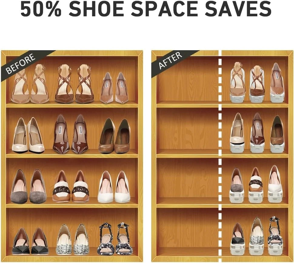 Shoe Rack Storage Box, 12-Piece Set - Shoe Rack Stacker, Saves 50% Space 07FC0E-D4 - KOEEK
