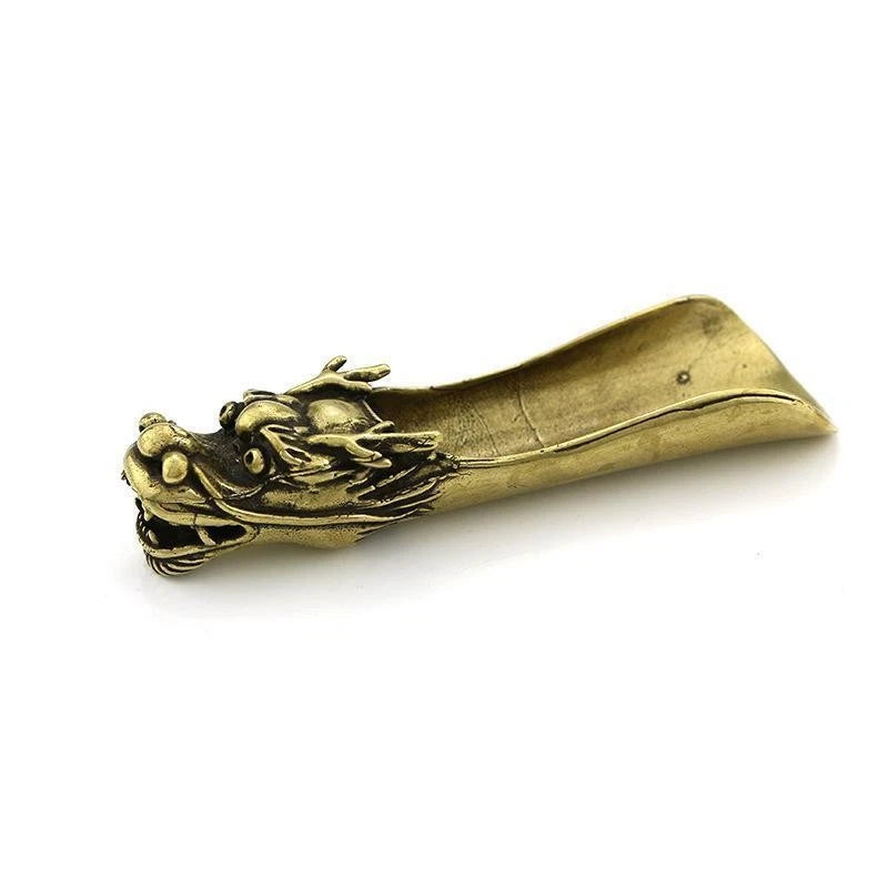 Brass Dragon Tea Scoop Handmade Tea Spoon Tea Ceremony Tea Tool Accessory 07FC0E-D4 - KOEEK