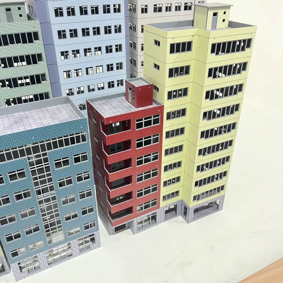 1: 87 Building High rise City Scene Model Train Railway Modern Office Kit Toy 07FC0E-D4 - KOEEK