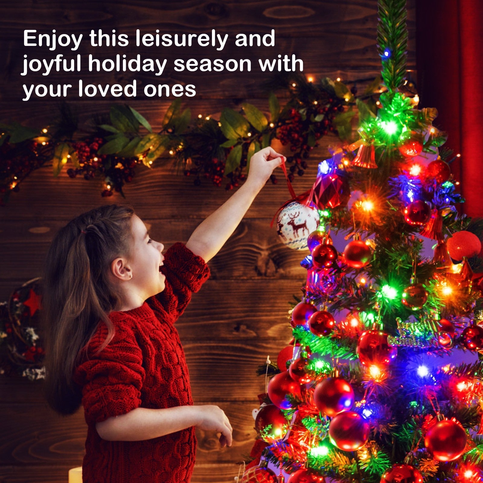 4.5ft Pre-Lit Hinged Artificial Fir Pencil Christmas Tree w/150 Multicolor Light 07FC0E-D4 - KOEEK