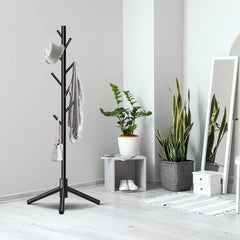 Durable Wooden Coat Rack, Freestanding Coat Rack with Stable Triangular Base 07FC0E-D4 - KOEEK