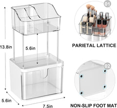 new Bathroom Countertop Organizer with Drawer - 3 Tier Makeup for clear 07FC0E-D4 - KOEEK