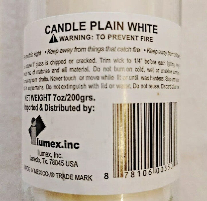 6  Candles White Prayer, Emergency Pillar Clear Glass 8” Unscented 80 hour WHITE - KOEEK