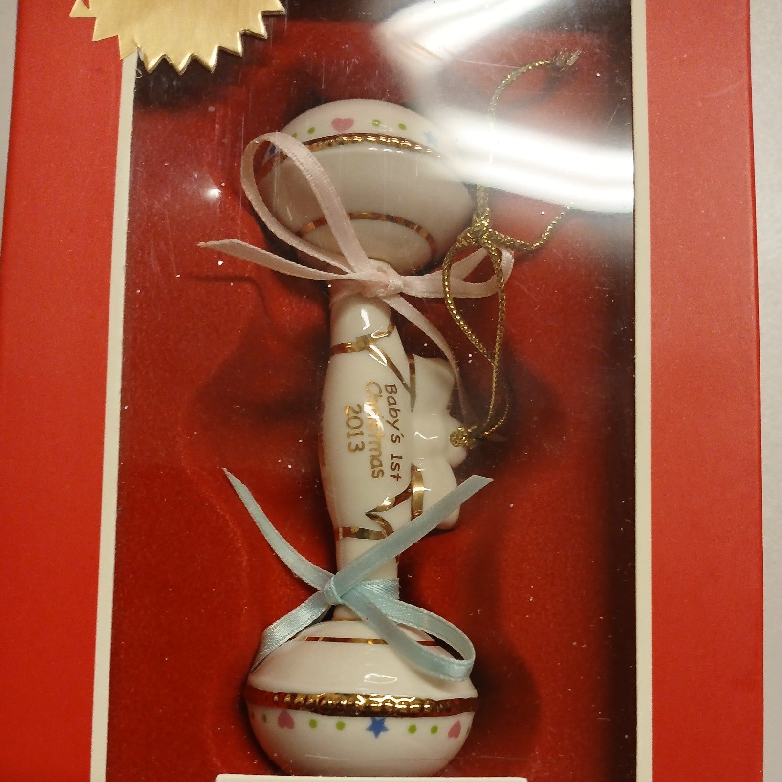 LENOX 2013 BABY's 1st CHRISTMAS Holiday RATTLE ORNAMENT in  BOX Handmade LENOX - KOEEK