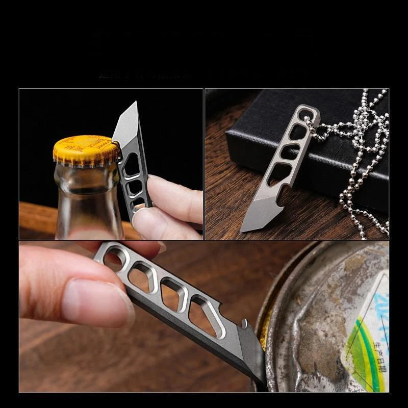 Mini Titanium Pry Bar Crowbar Bottle Opener Portable Keychain EDC Multi Tools 07FC0E-D4 - KOEEK