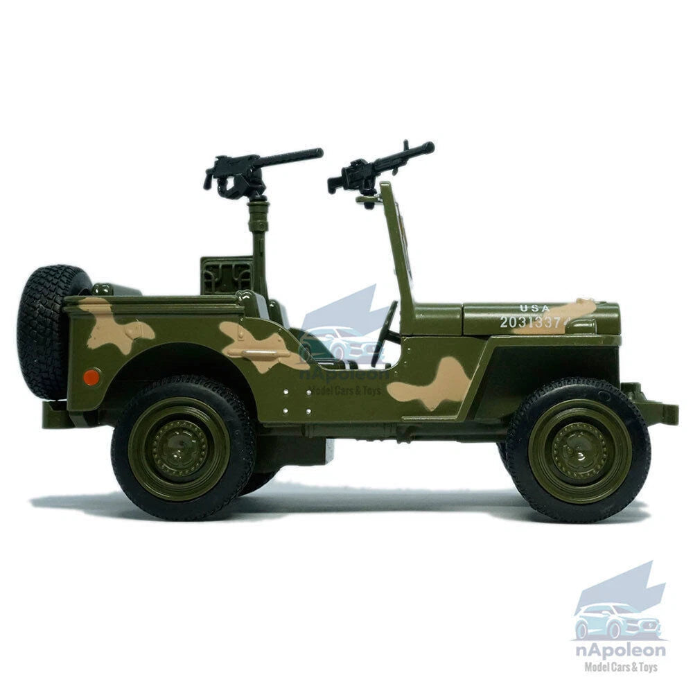 1:24 Jeep Willys MB WWII US Military Vehicle Model Car Diecast Toy Gift Kids 07FC0E-D4 - KOEEK