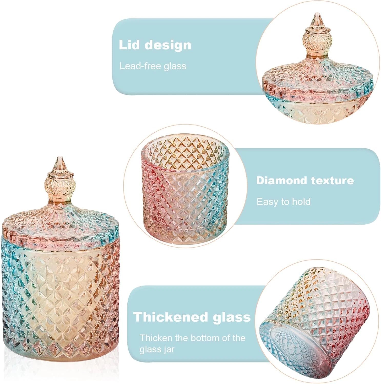 2 Pack Qtip Holder Glass Bathroom Accessories Vanity Organizers Makeup Storage 07FC0E-D4 - KOEEK