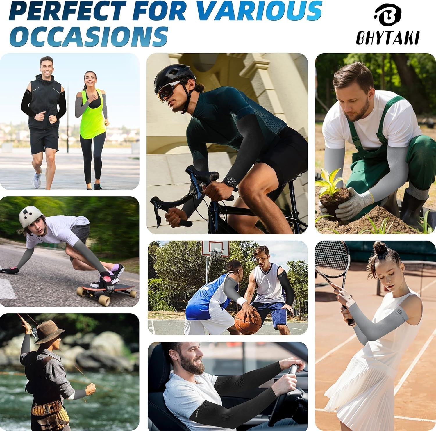 new BHYTAKI UV Sun Protection ONE SIZE FITS ALL, 2 Black+2 Dark Gray+2 Light Gray BHYTAKI - KOEEK