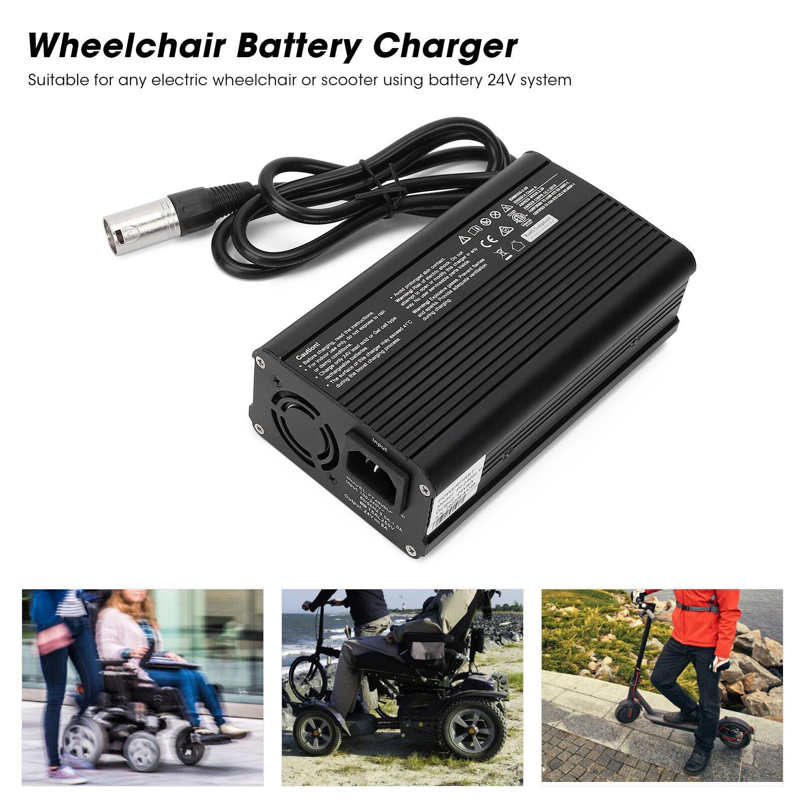 new 24V 8A Battery Charger For Electric Scooters Wheelchairs(US Plug ) HGF koeek - KOEEK