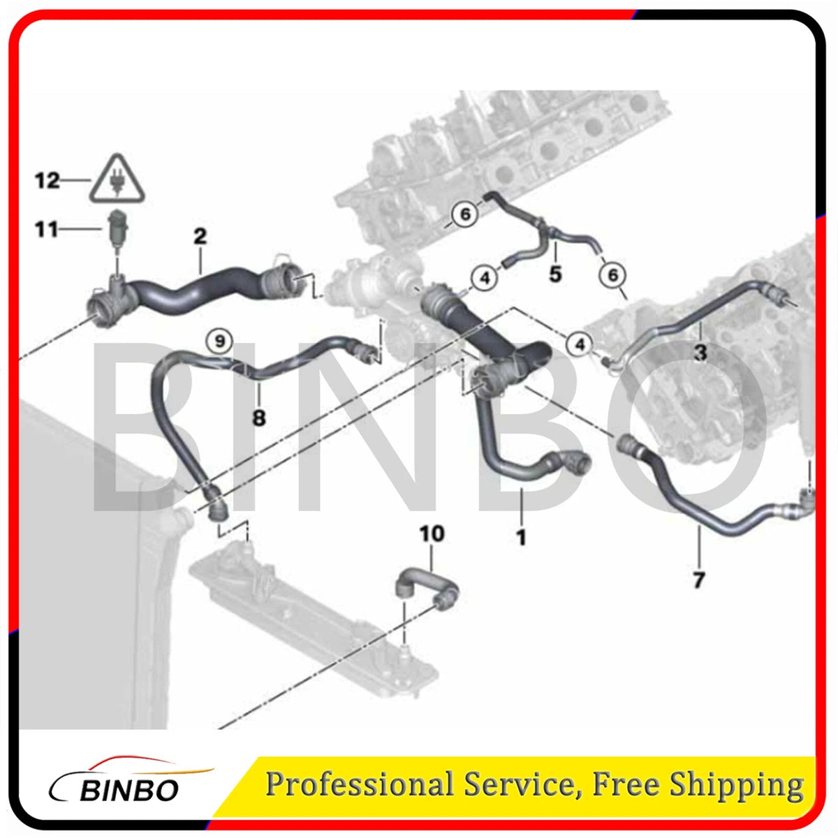 7PCS Coolant Systerm Radiators Hose Fit For BMW E70 X5 xDrive 2007-2010 4.8L 07FC0E-D4 - KOEEK
