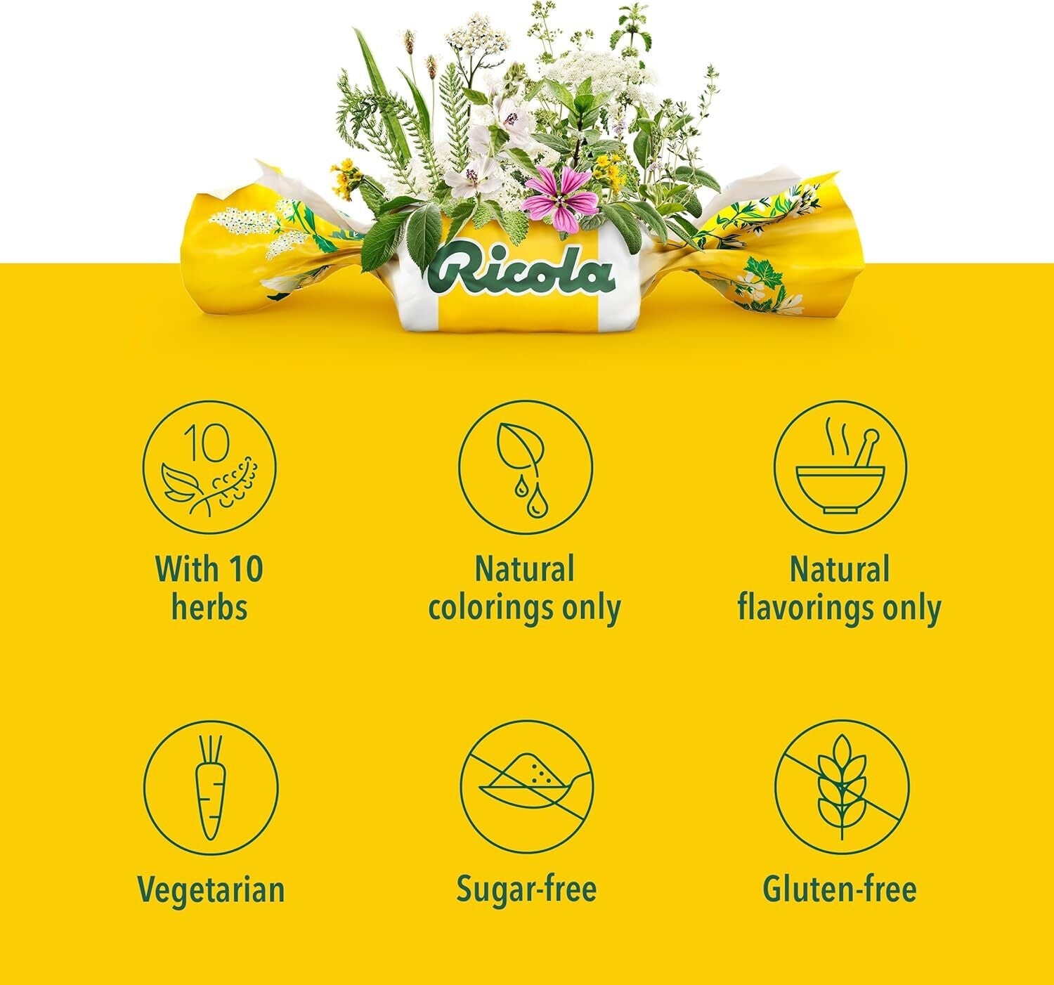 new Ricola Sugar Lemon Mint Herbal Cough Suppressant Throat Drops, 105ct Bag RICOLA - KOEEK