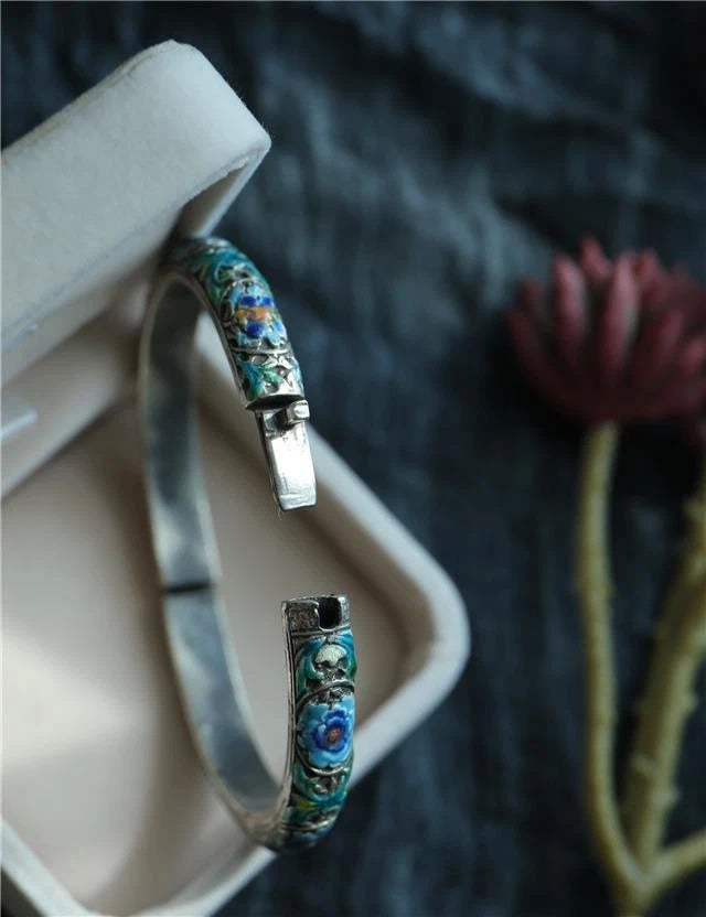 Ethnic Style Women's Exquisite Cloisonn É Buckle Flower Bracelet 07FC0E-D4 - KOEEK