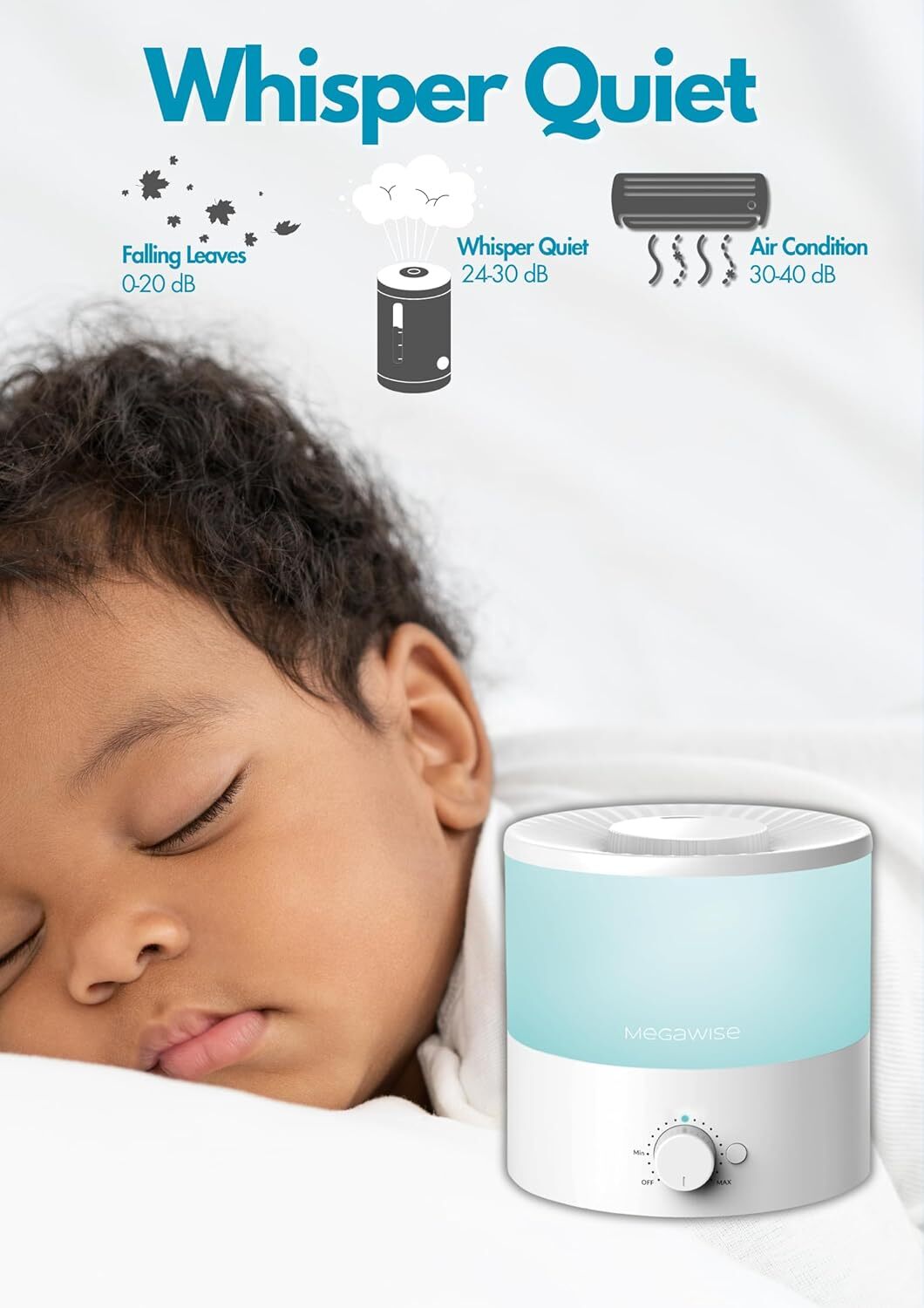 new MegaWise Ultrasonic Cool Mist Humidifier SK7620-1.5L Capacity, White MEGAWISE - KOEEK