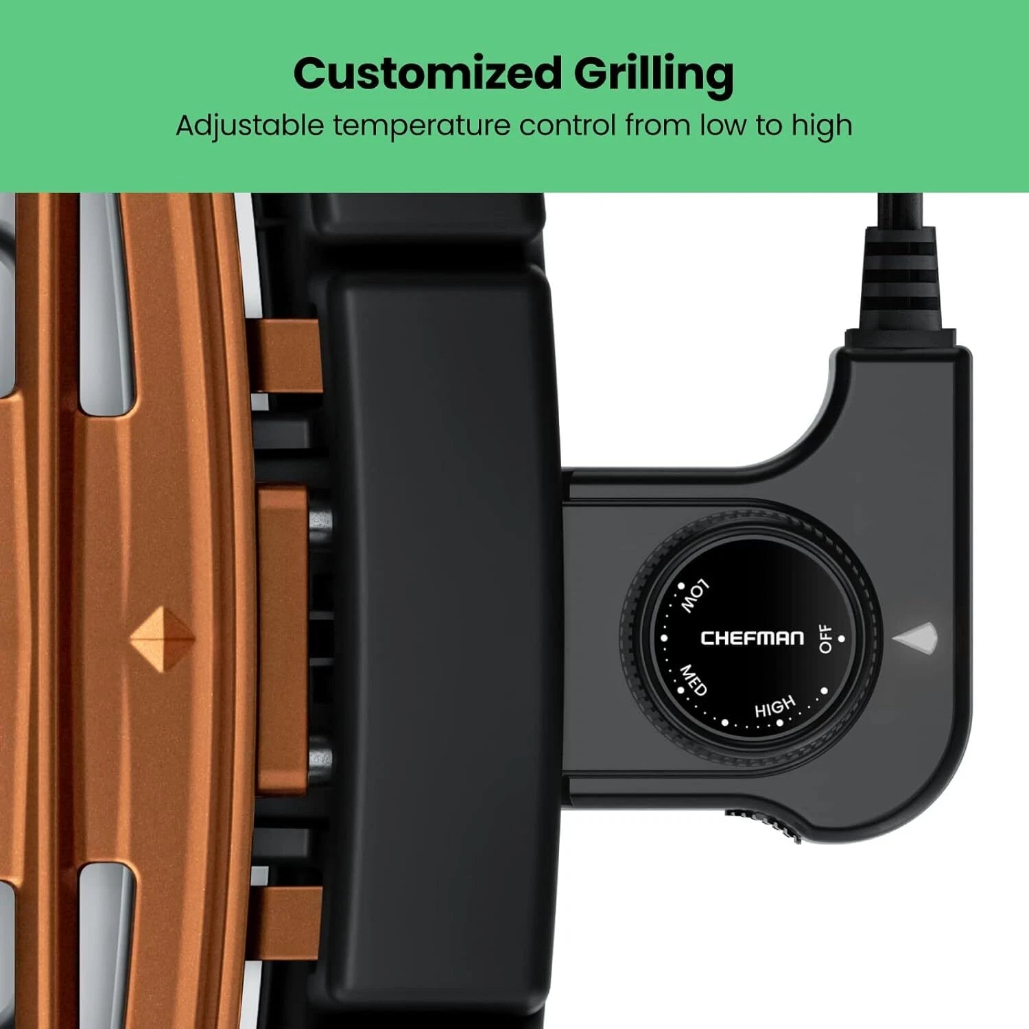 Smokeless Indoor Electric Grill, Copper, Extra Large, Non-Stick Tabletop Grill 07FC0E-D4 - KOEEK