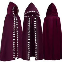 Medieval Reaper Wizard Embroidery Hooded Cloak Cosplay Costumes Halloween Party 07FC0E-D4 - KOEEK