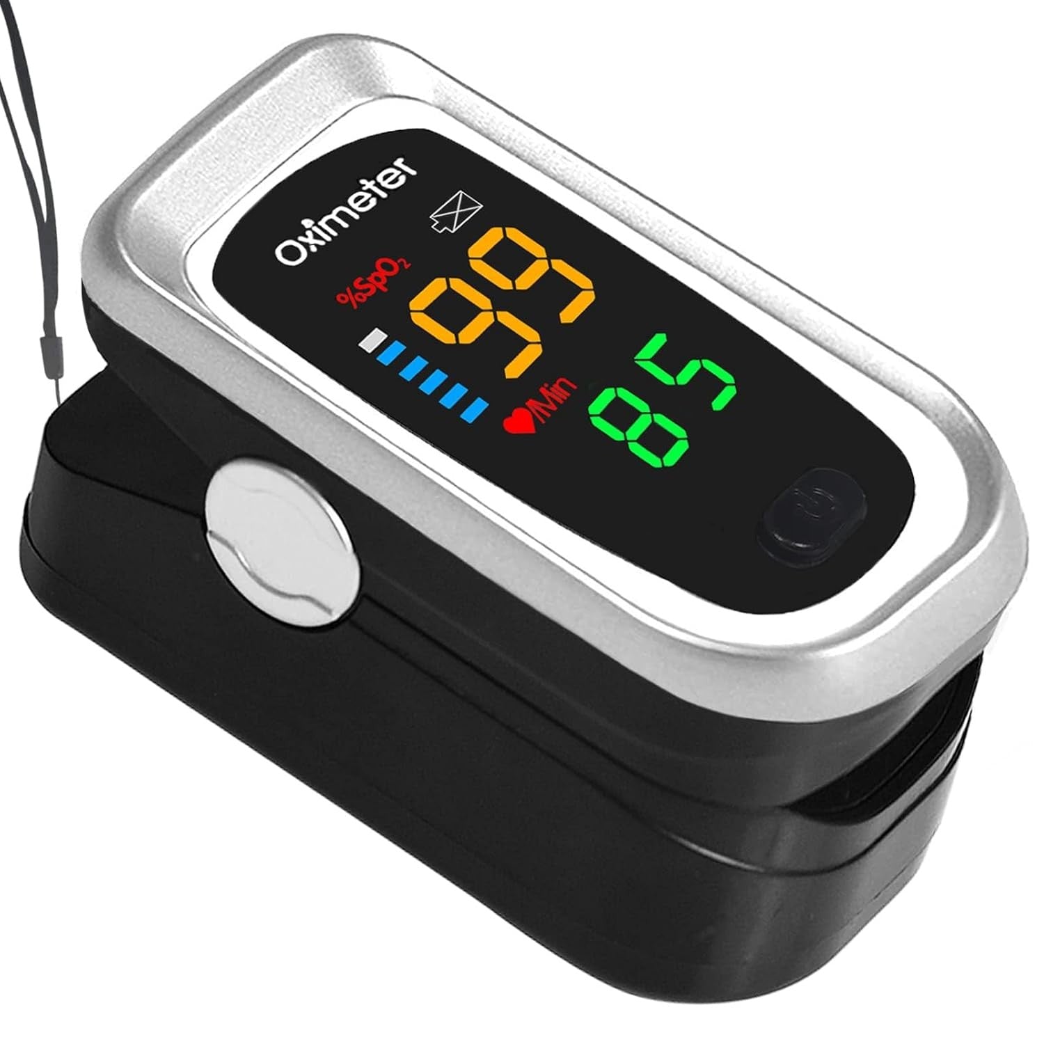 new Pulse Oximeter Fingertip, Heart Rate Monitor with Large LED Black-Silver 07FC0E-D4 - KOEEK