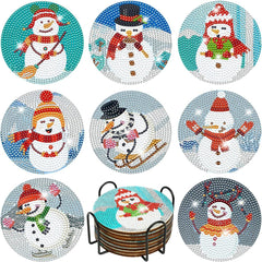 new 8 PCS Diamond Art Painting Coaster kit Christmas Winter Snowman 07FC0E-D4 - KOEEK