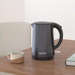 Electric kettle, double wall stainless steel, 1.5 liters/1500 watts, black 07FC0E-D4 - KOEEK