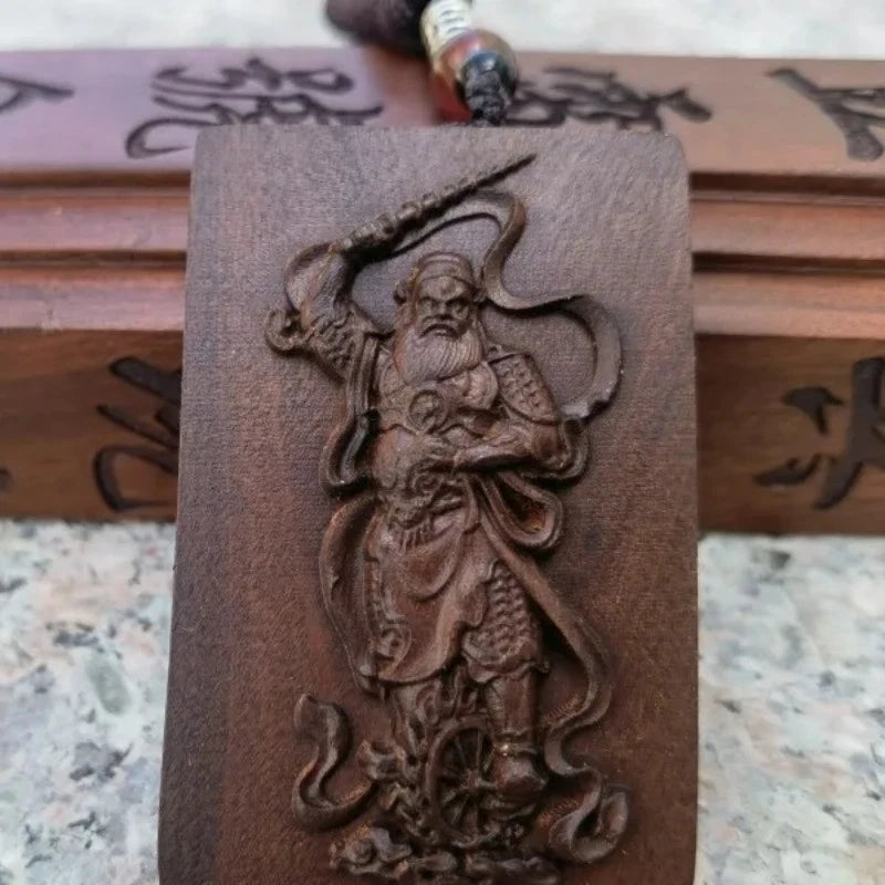 Lightning-struck Jujube Wood Amulet Wang Lingguan Taoist Fengshui Pendant 07FC0E-D4 - KOEEK