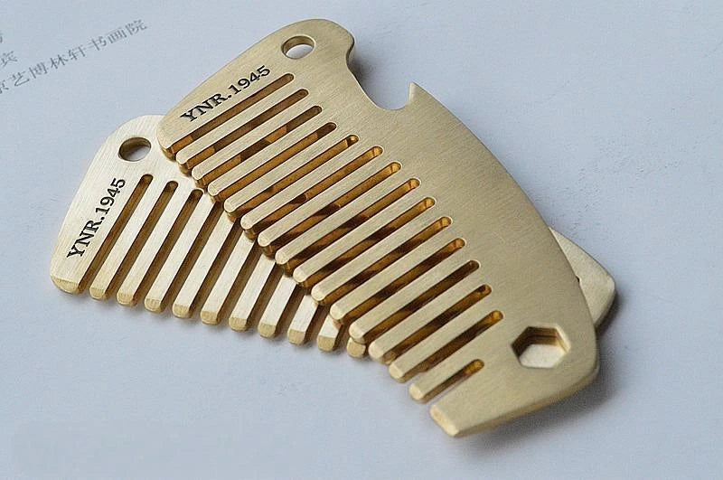 Solid Brass Hair Beared Comb with Bottle Opener Wrench EDC Portable Multi Tools 07FC0E-D4 - KOEEK