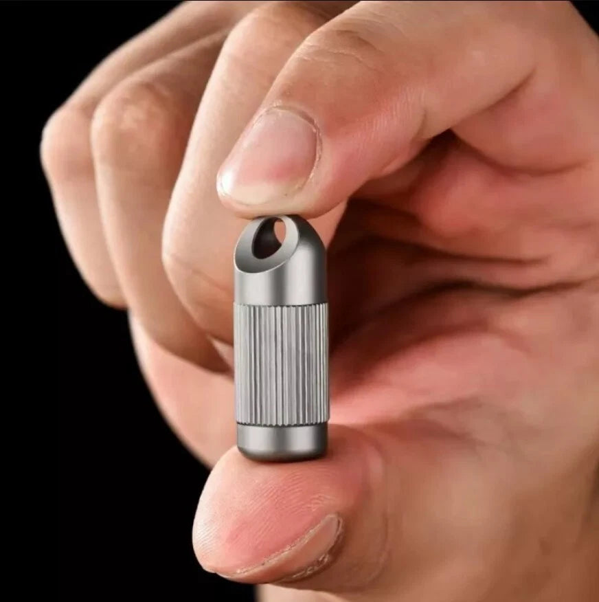 Titanium Waterproof Pill Holder Case Organizer Container Portable Keychain EDC 07FC0E-D4 - KOEEK