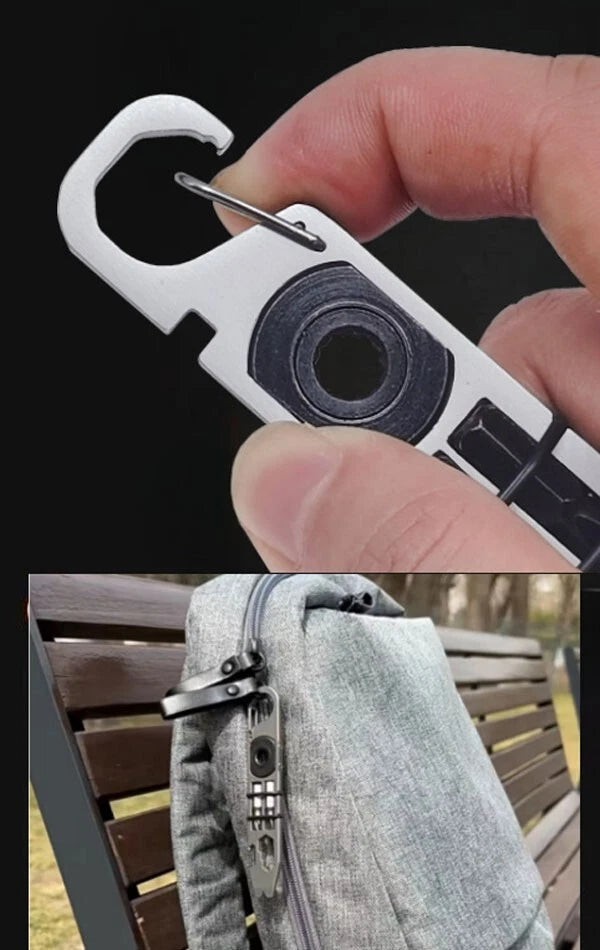 Stainless Steel Keychain Pocket Pry Bar Crowbar Opener Outdoor EDC Multi Tools 07FC0E-D4 - KOEEK