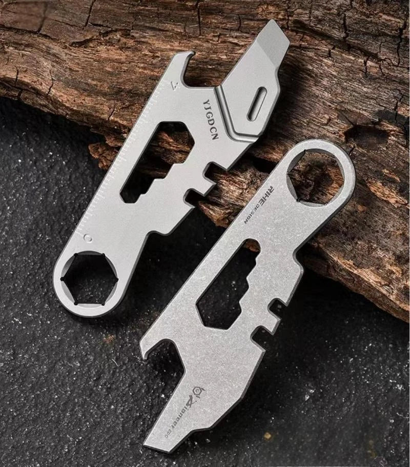 Titanium Pry Bar Crowbar Bottle Opener Wrench EDC Portable Multi Tools Outdoor 07FC0E-D4 - KOEEK