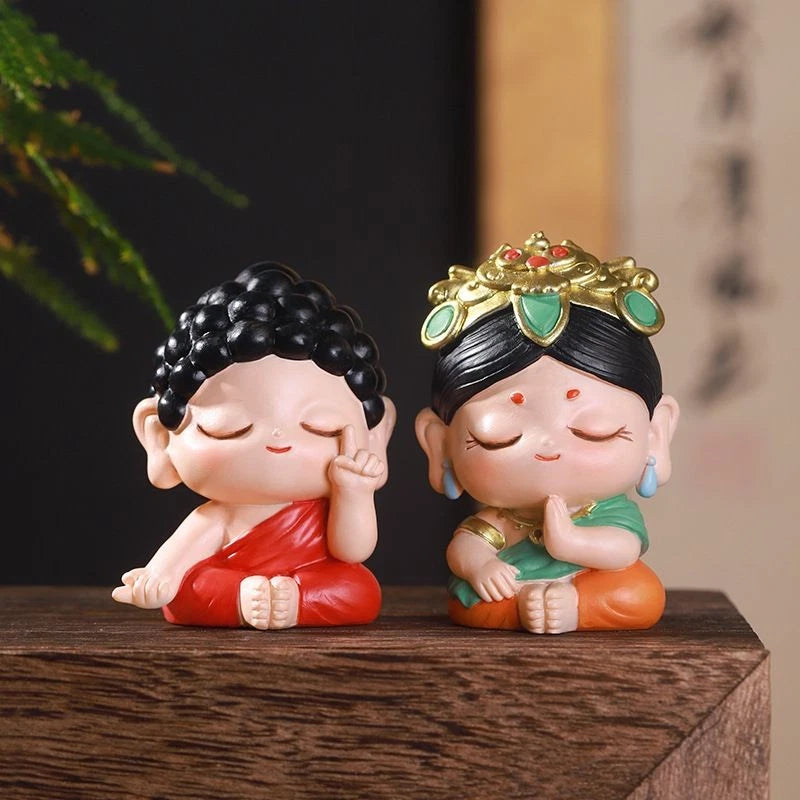 Creative Cute Monk White Tara Resin Car Ornament Home Decor Figurine 07FC0E-D4 - KOEEK