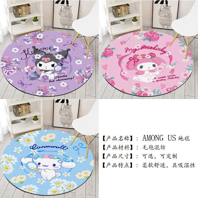 My Melody Cinnamoroll Floor Mat KUROMI Room Carpet Non-Slip Round Door Mat Rug 07FC0E-D4 - KOEEK