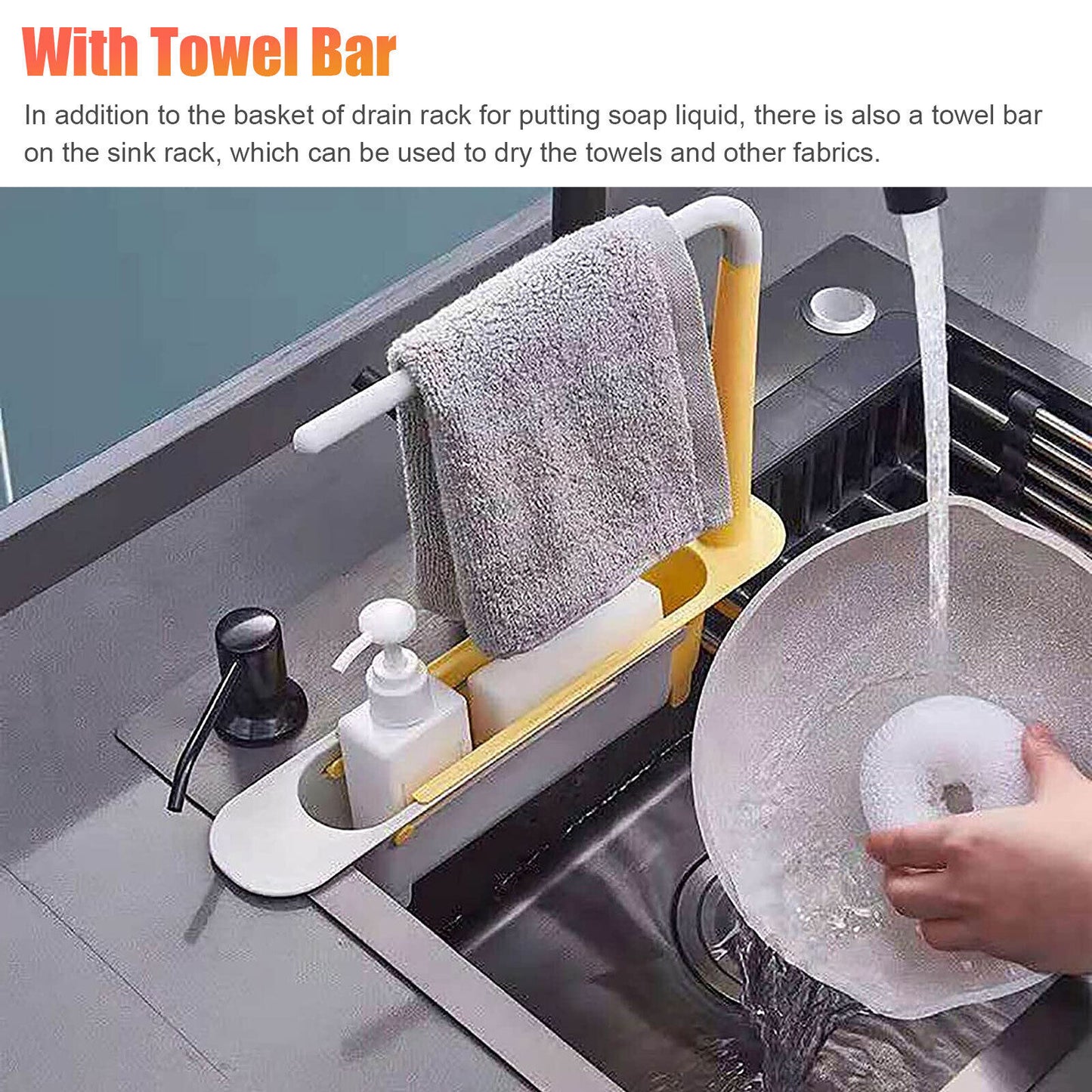 Sink Rack Telescopic Holder Expandable Storage Drain Kitchen Shelf Sponge Basket