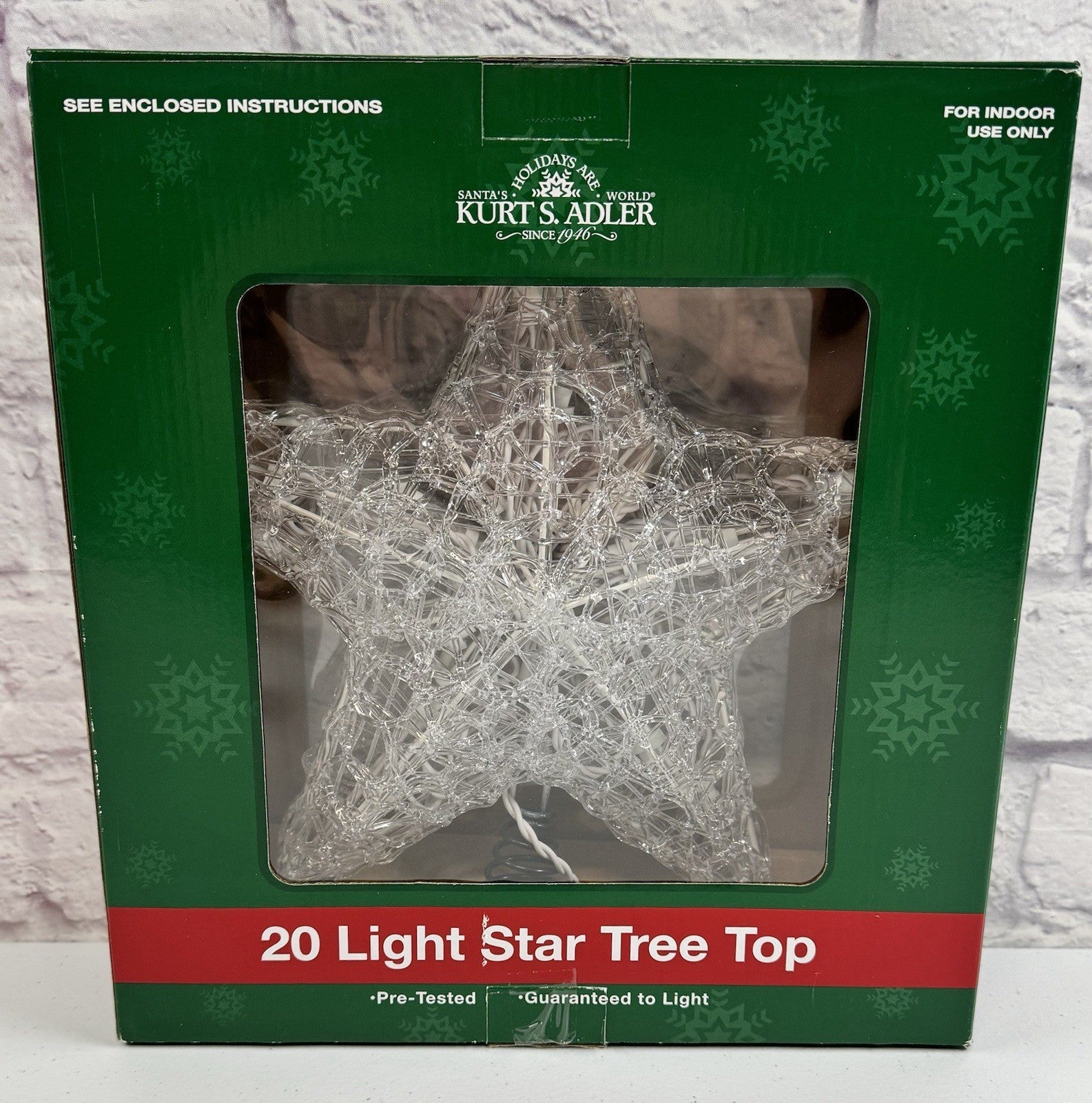 * * Kurt Adler 20 Light Star Tree Topper Top Christmas 12” White Lights 07FC0E-D4 - KOEEK