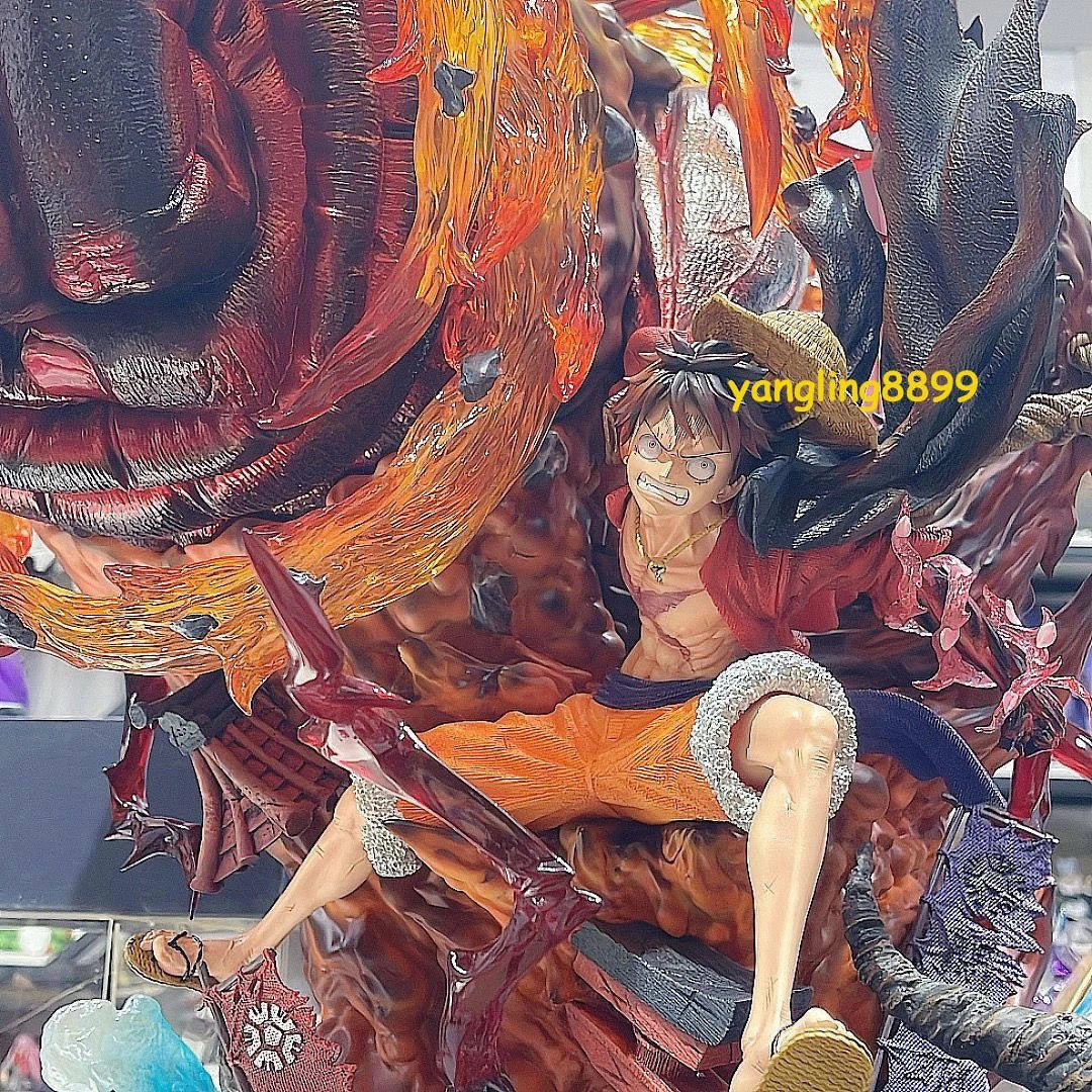 Anime Figure Flame Emperor Luffy Monkey D Luffy PVC Statue Model Light up 60cm 07FC0E-D4 - KOEEK