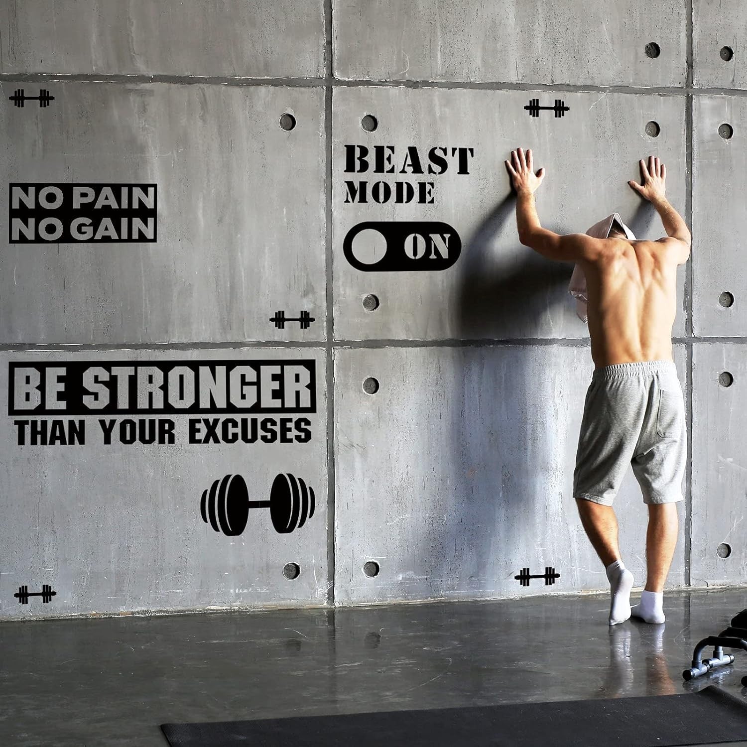 new Zonon 3 Pieces Gym Wall Decal, Be Stronger Than Your Excuses, No White, Black ZONON - KOEEK