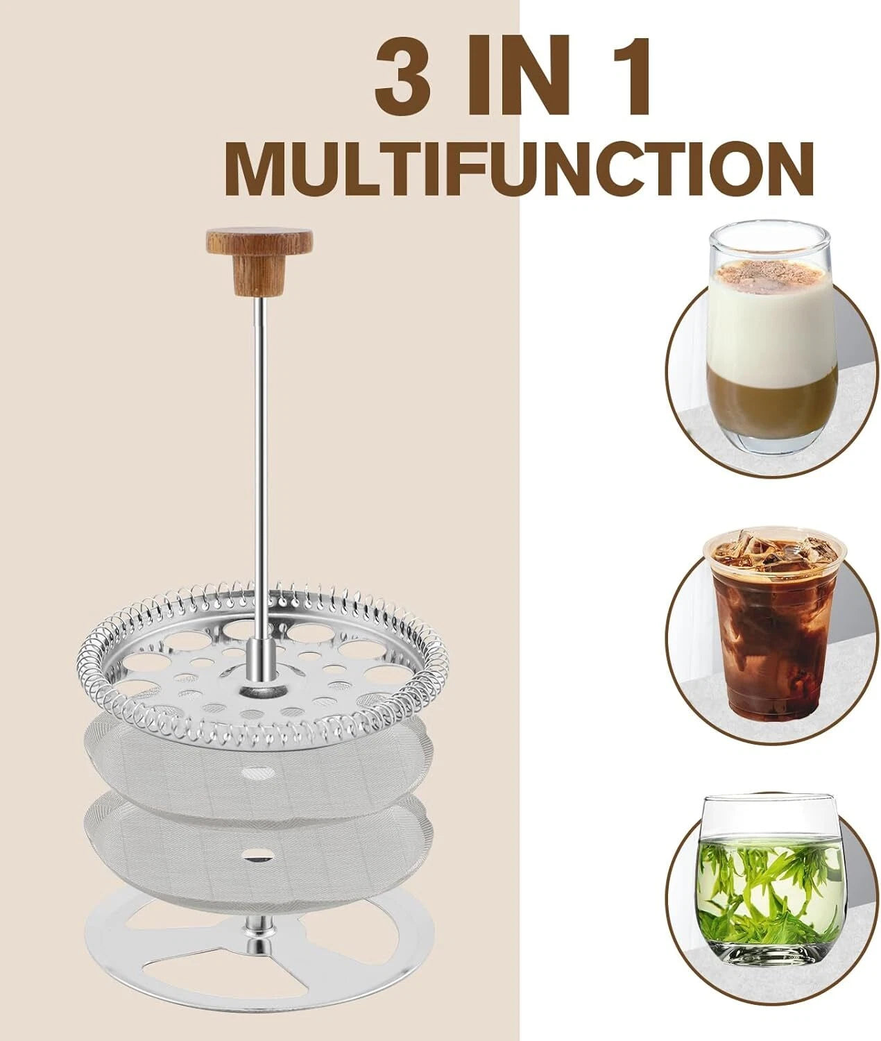 34 oz. French press coffee maker, press with double insulation and dual filters 07FC0E-D4 - KOEEK