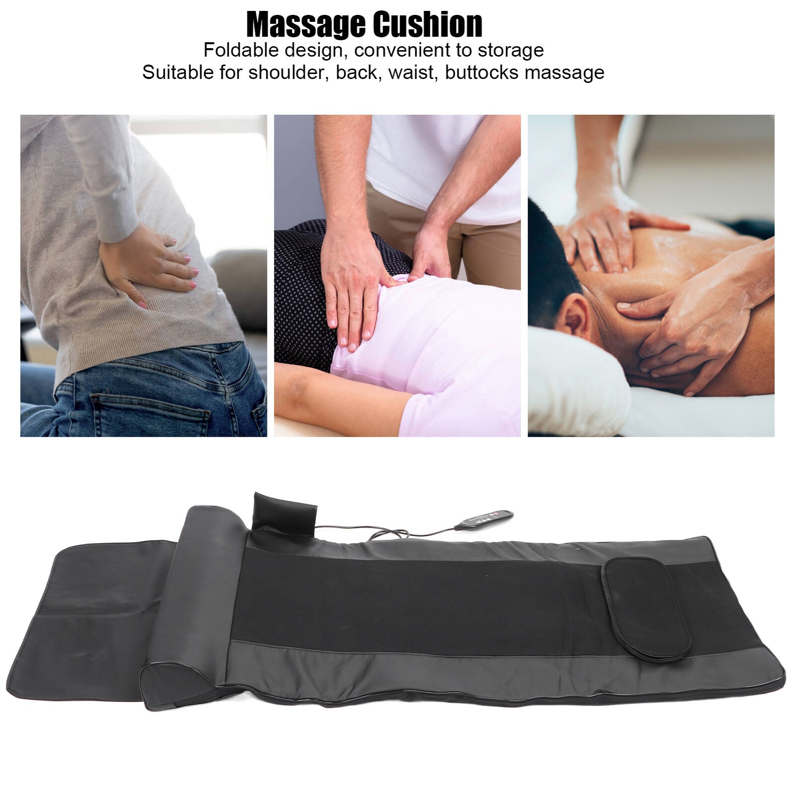 new Electric Massage Cushion Full Vibrating Massager Bed Cushion Pad (Prise UKV) HGF koeek - KOEEK