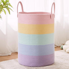 80L Extra Large Rainbow Baby Girls Hamper Laundry Basket for Kids Nursery Pastel 07FC0E-D4 - KOEEK