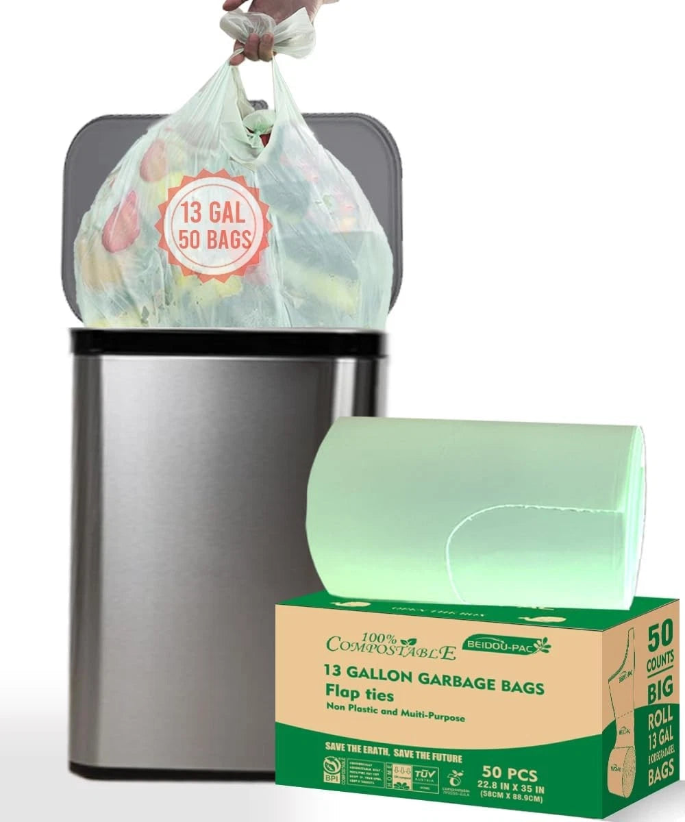 13-gallon flip-top compostable trash bags, pack of 50 07FC0E-D4 - KOEEK
