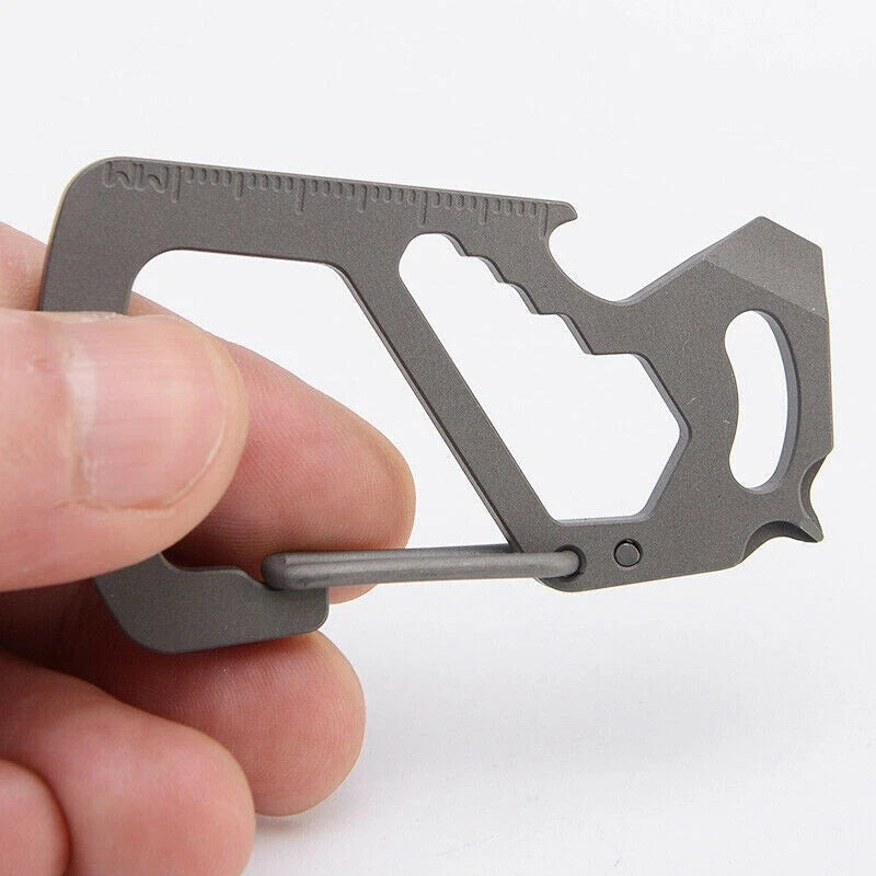 Titanium Alloy Keychain Carabiner Opener Wrench Outdoor Camping Multi EDC Tools 07FC0E-D4 - KOEEK