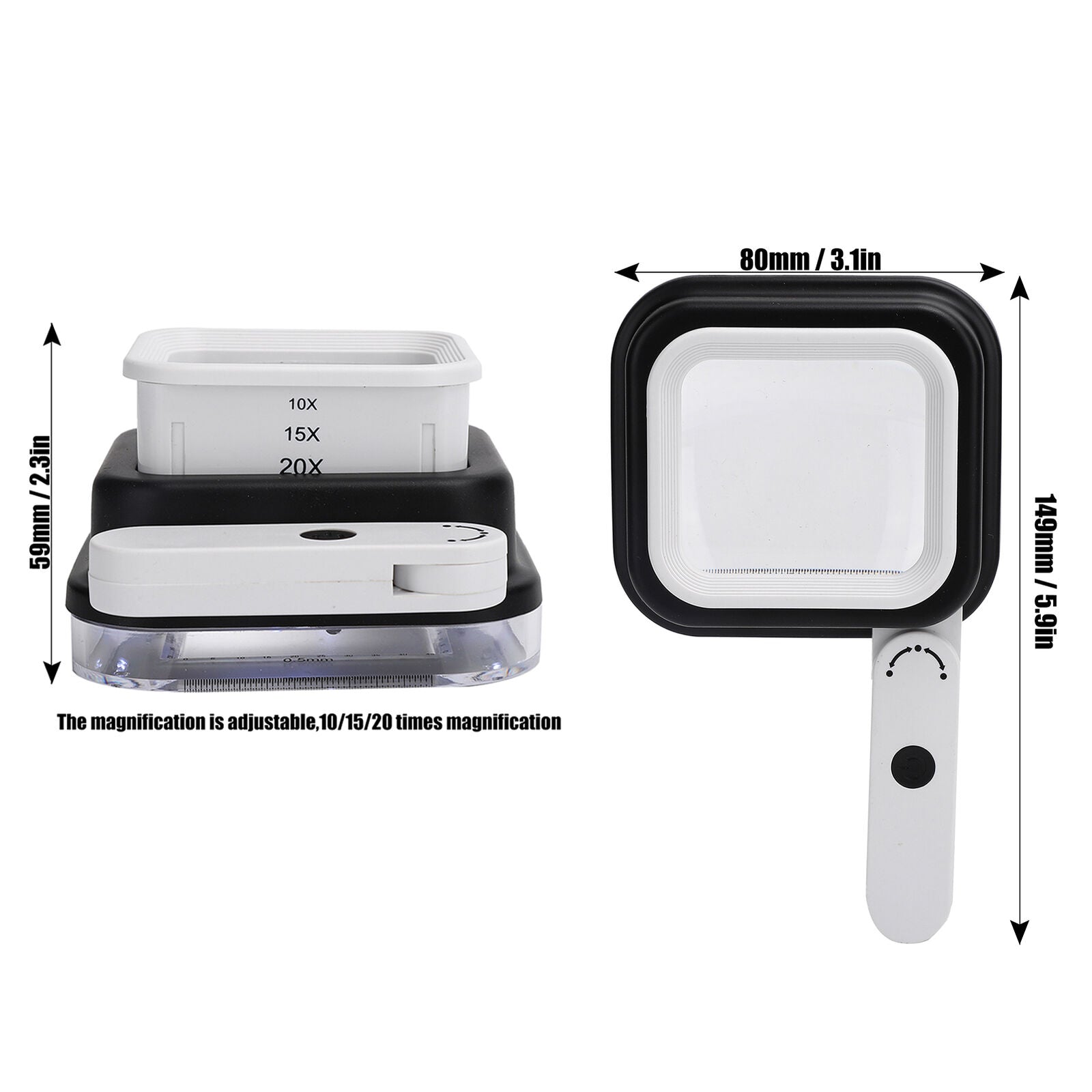 new 10X/15X/20X Handheld Magnifying Glass With LED Light Folding Reading Jewelry Cus koeek - KOEEK