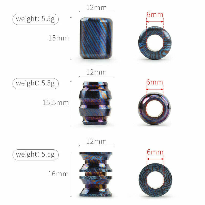 Titanium Damascus Bead Timascus Folding Knife DIY Lanyard Umbrella Rope Pendant 07FC0E-D4 - KOEEK