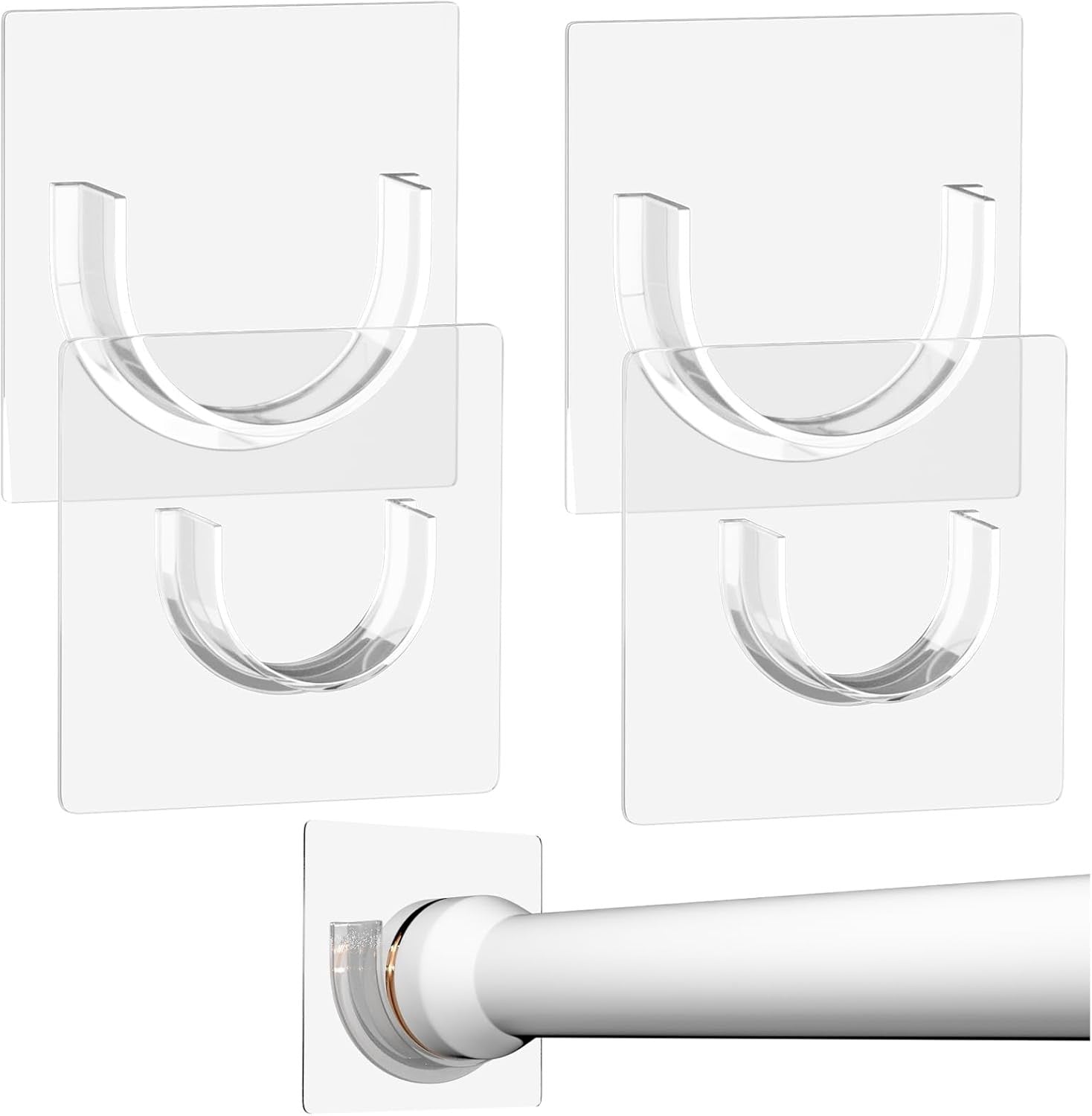 new Shower Rod Holder with Strong Adhesive, 4 Pack Curtain Clear 07FC0E-D4 - KOEEK