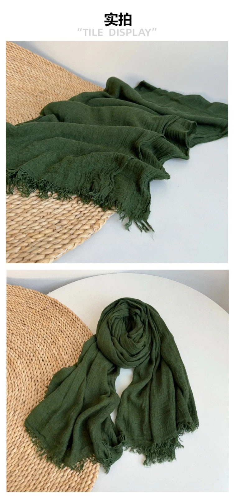 Mens  Wool Blend Soft Winter Warm Scarf Shawl Forest Green Bandana Neckerchief 07FC0E-D4 - KOEEK
