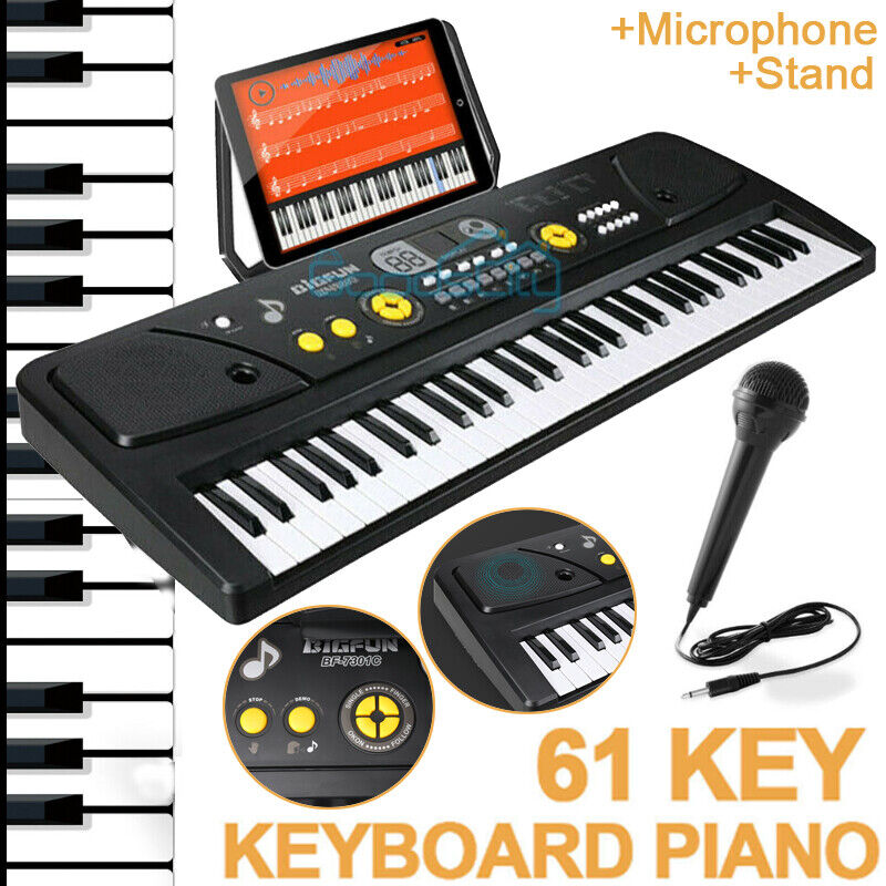 ny 61 tangenter elektronisk keyboard piano med musikkstativ mikrofon for barn/voksen gave