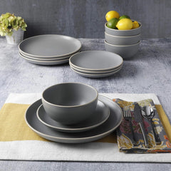 12 Piece Dining Set for 4, Gray Matte - Black Matte - Gray Matte 07FC0E-D4 - KOEEK